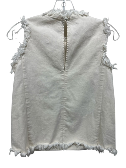 Ann Mashburn Size XS White Cotton Frayed Hem Sleeveless Top White / XS