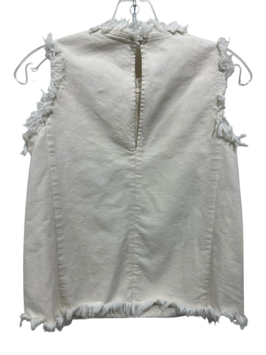 Ann Mashburn Size XS White Cotton Frayed Hem Sleeveless Top White / XS