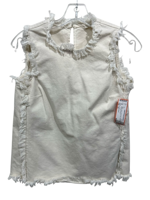 Ann Mashburn Size XS White Cotton Frayed Hem Sleeveless Top White / XS