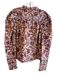 Love The Label Size XS Brown & Purple Cotton Long puff sleeve Tie V Neck Top Brown & Purple / XS