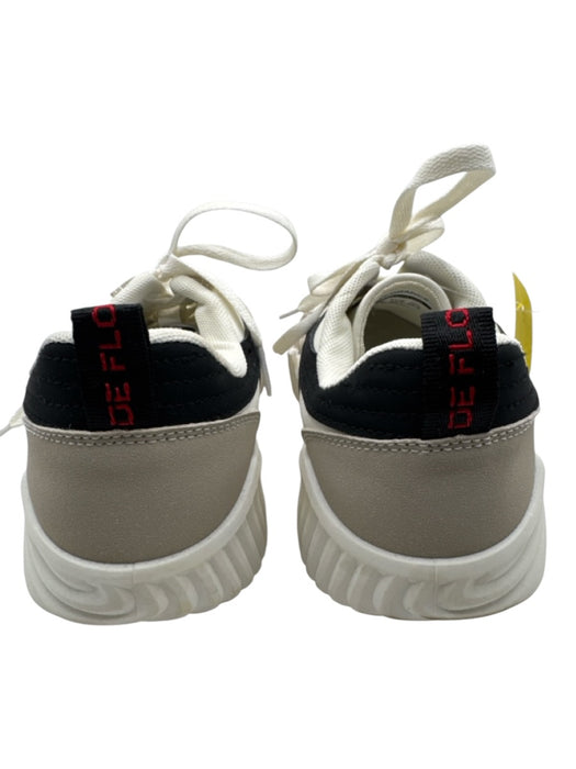 De Florance Shoe Size 6.5 White, Taupe & Black Leather Upper Low Top Sneakers White, Taupe & Black / 6.5