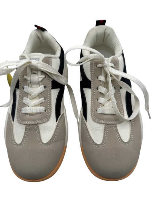 De Florance Shoe Size 6.5 White, Taupe & Black Leather Upper Low Top Sneakers White, Taupe & Black / 6.5