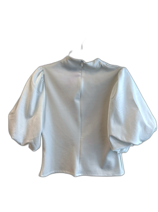 Sunday in Brooklyn Size M Cream Rayon Blend High Neck Short Puff Sleeve Top Cream / M