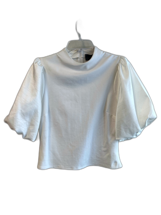 Sunday in Brooklyn Size M Cream Rayon Blend High Neck Short Puff Sleeve Top Cream / M