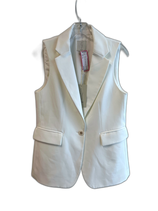 Joie Size XS White Polyester Lapel Sleeveless Single Button Front Pockets Vest White / XS
