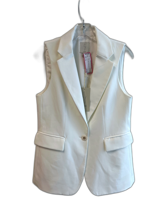 Joie Size XS White Polyester Lapel Sleeveless Single Button Front Pockets Vest White / XS
