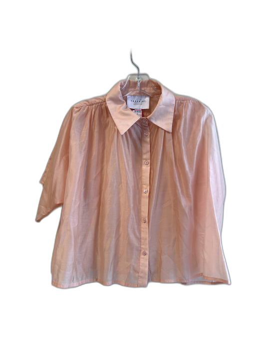 The Shirt Rochelle Behrens Size M Peach Tencel Blend Collared Button Up Top Peach / M