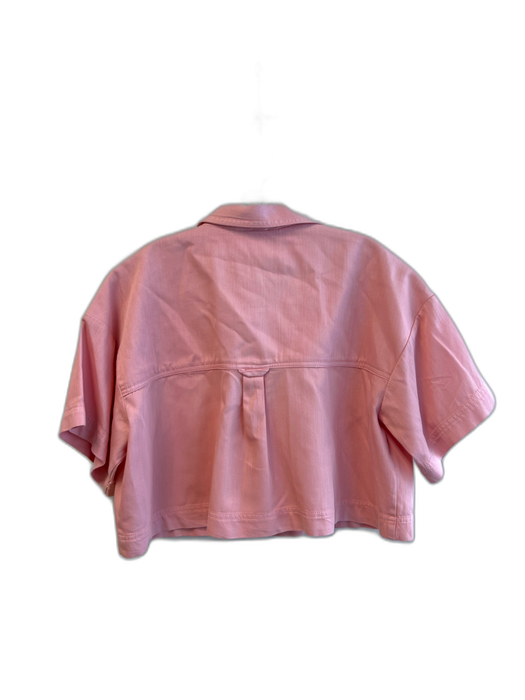 Pilcro Size S Pink Cotton Collar V Neck 1/2 Button Boxy Top Pink / S
