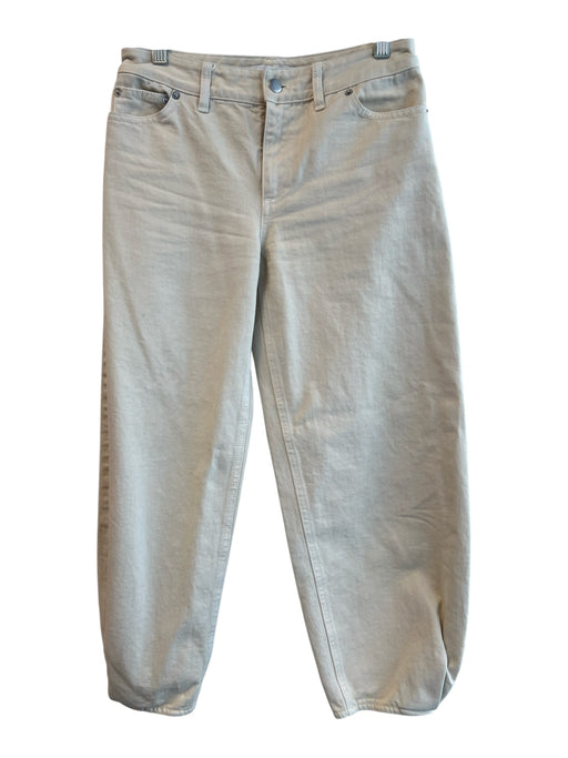 Tibi Size 24 Beige Cotton High Rise Zip Fly Barrel Leg Jeans Beige / 24