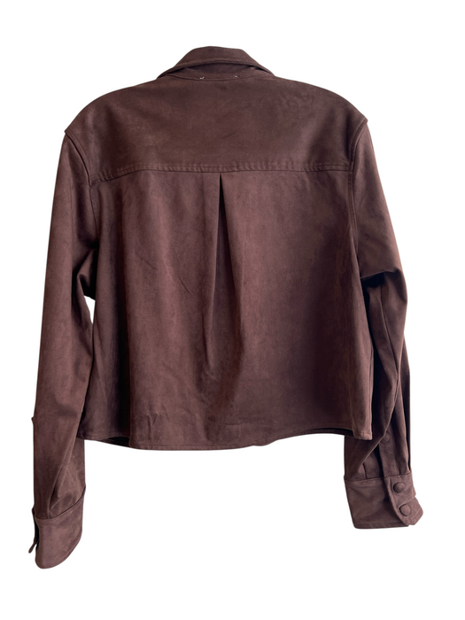 heartloom Size M Brown Polyester Blend Snap Button Suede Cropped Jacket Brown / M