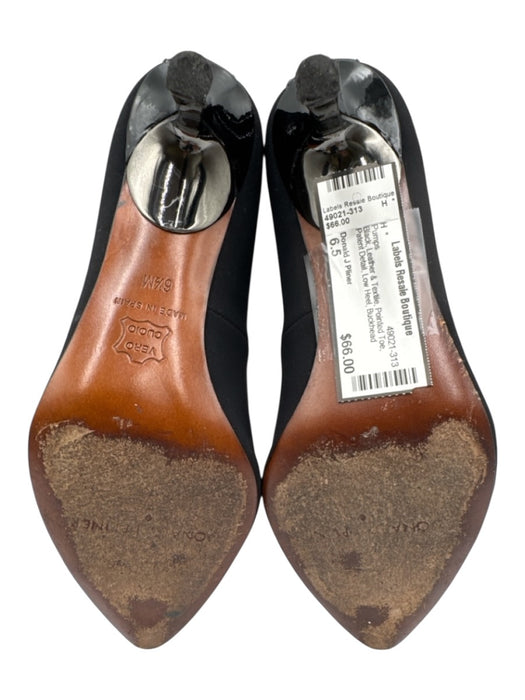 Donald J Pliner Shoe Size 6.5 Black Leather & Textile Pointed Toe Low Heel Pumps Black / 6.5
