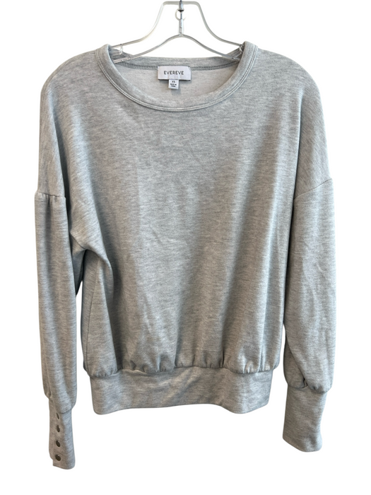 Evereve Size XS Grey Polyester Blend Round Neck Long Sleeve Button Detail Top Grey / XS