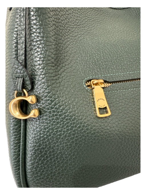 Coach Dark Green Pebbled Leather Back Pocket Zip Close Shoulder Bag Solid Bag Dark Green / M