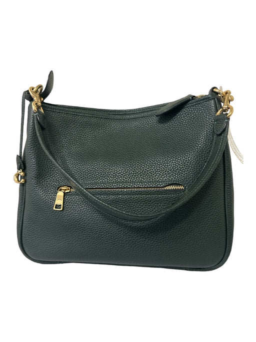 Coach Dark Green Pebbled Leather Back Pocket Zip Close Shoulder Bag Solid Bag Dark Green / M