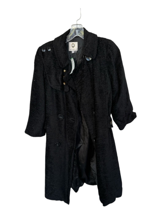 Mayle Size 4 Black Viscose Blend Textured Full Length Coat Black / 4