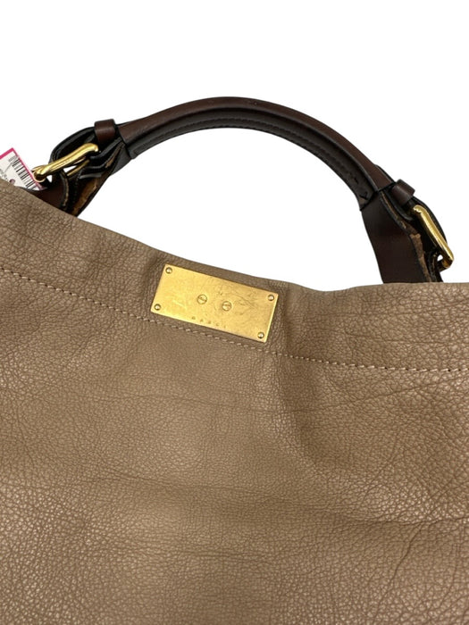 Marni Taupe Beige Leather Expandable Zipper Edging Top Handle Hobo Bag Taupe Beige