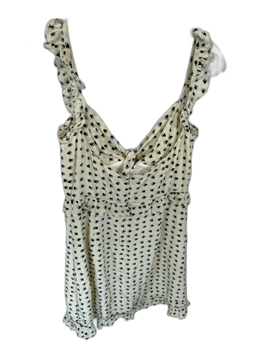 For Love & Lemons Size S Cream & Black Rayon Sweetheart Neckline Hearts Dress Cream & Black / S