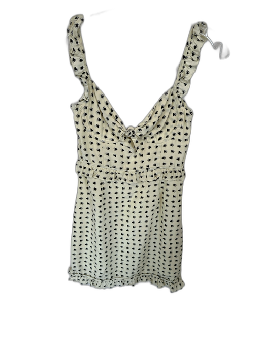 For Love & Lemons Size S Cream & Black Rayon Sweetheart Neckline Hearts Dress Cream & Black / S