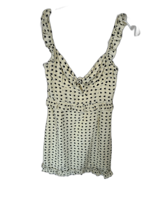 For Love & Lemons Size S Cream & Black Rayon Sweetheart Neckline Hearts Dress Cream & Black / S