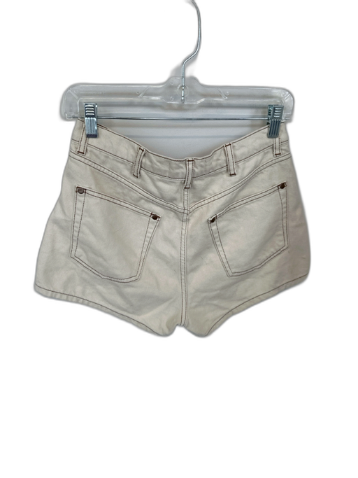 Reformation Size 27 Cream & Brown Cotton High Waist Stitching Denim Shorts Cream & Brown / 27
