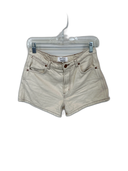 Reformation Size 27 Cream & Brown Cotton High Waist Stitching Denim Shorts Cream & Brown / 27