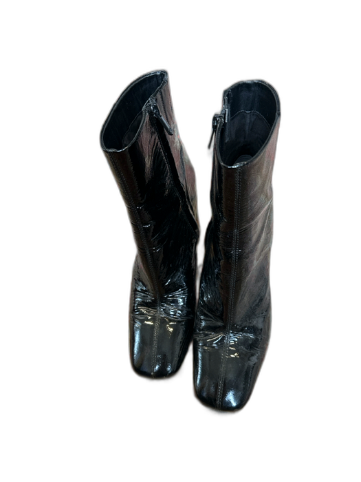 Sam Edelman Shoe Size 9.5 Black Patent Leather Side Zip Block Heel Boots Black / 9.5