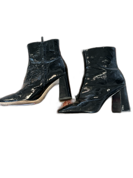 Sam Edelman Shoe Size 9.5 Black Patent Leather Side Zip Block Heel Boots Black / 9.5