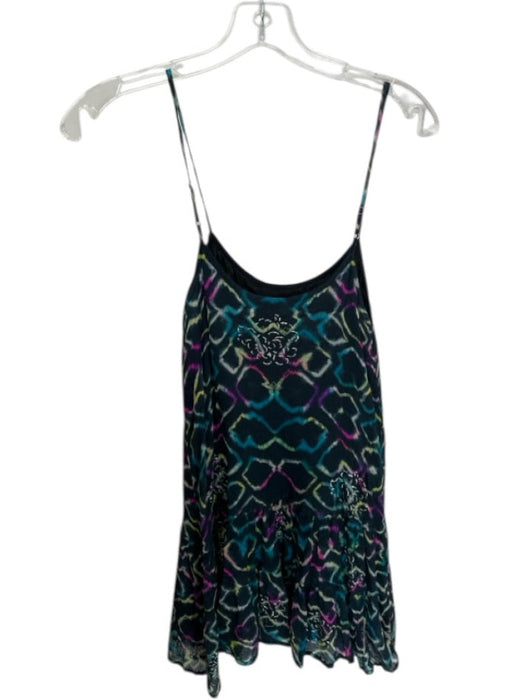 Juliet Dunn Size 1 Black & Multi slip Spaghetti Strap Front Pleat metal Dress Black & Multi / 1