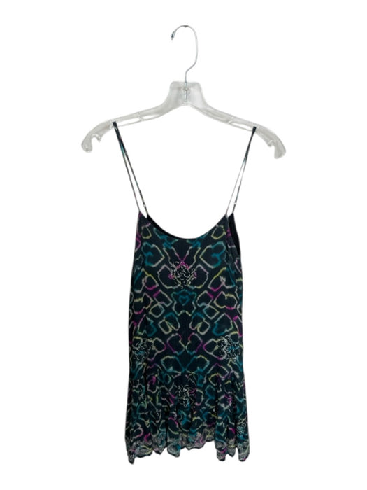 Juliet Dunn Size 1 Black & Multi slip Spaghetti Strap Front Pleat metal Dress Black & Multi / 1