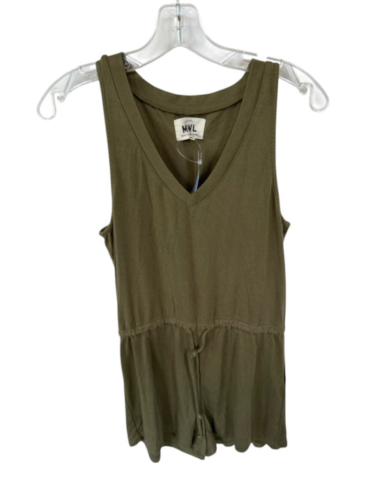 Madewell Size S Army Green Cotton Blend Sleeveless V Neck Romper Army Green / S