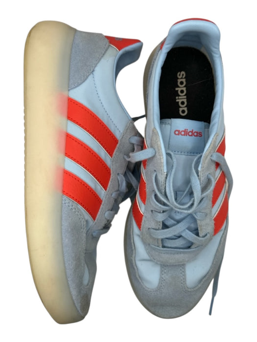 Adidas Shoe Size 9 Blue & Coral Stripe Laces Suede Detail Athletic Sneakers Blue & Coral / 9