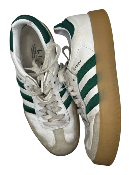 Adidas Shoe Size 9 White & Green Leather Thick Sole Stripes Laces Sneakers White & Green / 9