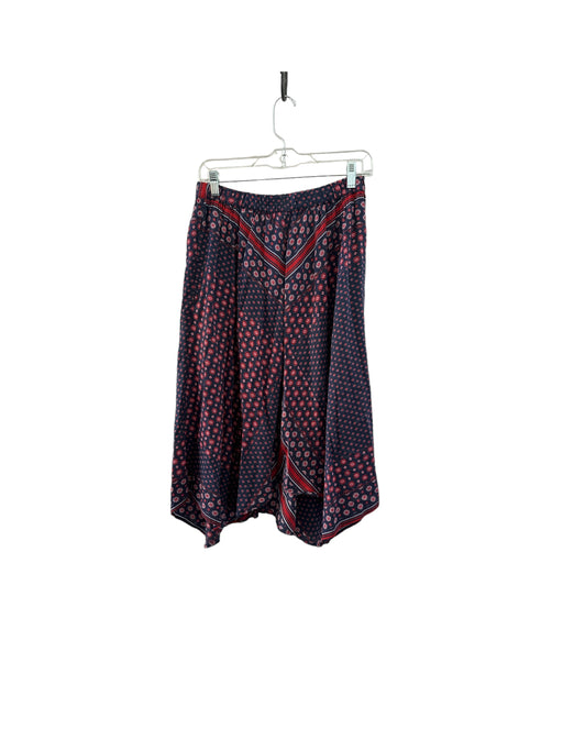 XiRENA Size M Navy & Red Cotton & Silk Elastic Waist Midi Skirt Navy & Red / M