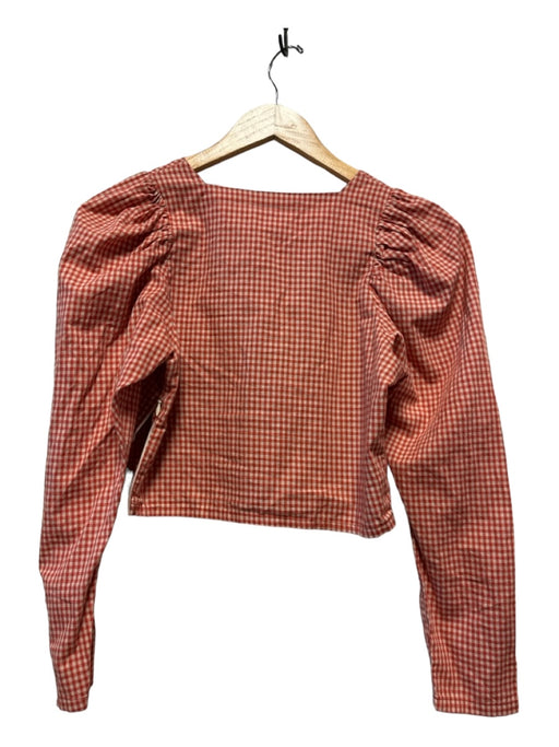 Lisa Says Gah Size S red & cream Cotton Long Sleeve Checkered Cropped Top red & cream / S