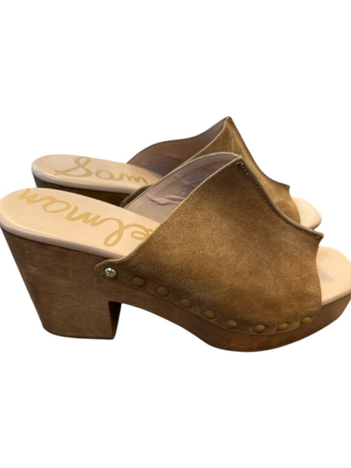 Sam Edelman Shoe Size 9M Brown Suede Wood Platform Block Heel Open Toe Clogs Brown / 9M