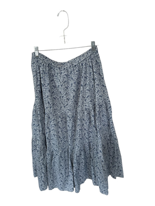 Madewell Size S Grey & Blue Cotton Floral Pockets Maxi Elastic Waist Skirt Grey & Blue / S
