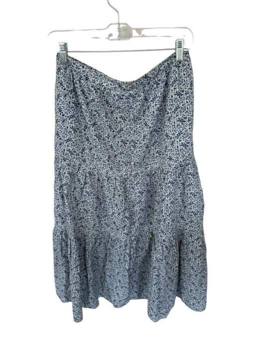 Madewell Size S Grey & Blue Cotton Floral Pockets Maxi Elastic Waist Skirt Grey & Blue / S