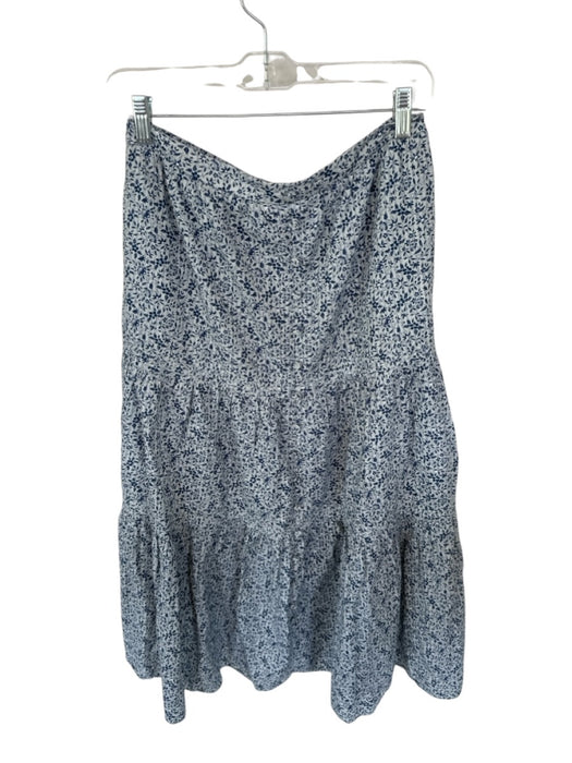 Madewell Size S Grey & Blue Cotton Floral Pockets Maxi Elastic Waist Skirt Grey & Blue / S