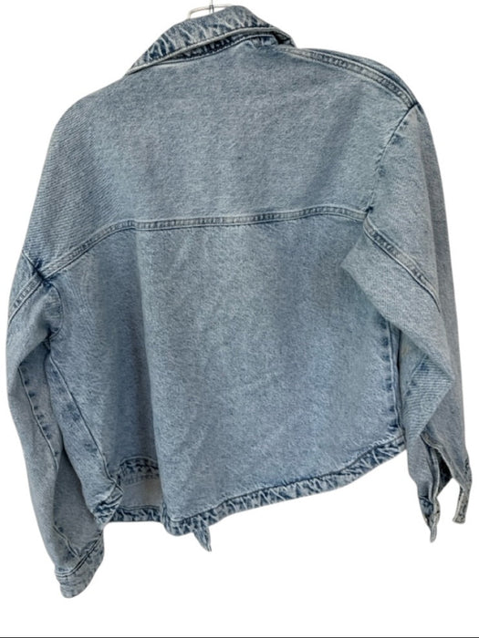 Zara Size S Light Wash Cotton Button Up Pockets Denim Jacket Light Wash / S