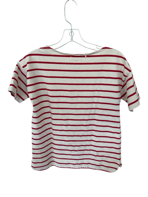 Madewell Size XS Cream & Red Cotton Short Sleeve Striped Boxy Top Cream & Red / XS