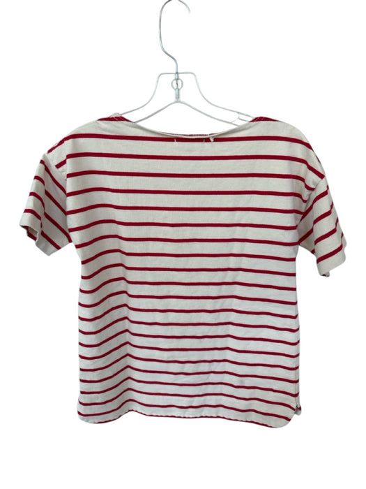 Madewell Size XS Cream & Red Cotton Short Sleeve Striped Boxy Top Cream & Red / XS