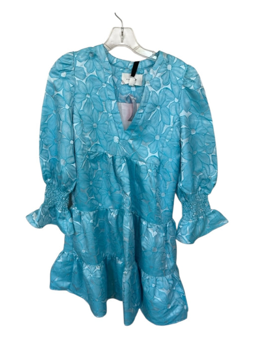 Pomander Place Size XS Aqua & White Polyester jaquard Flowers Dress Aqua & White / XS