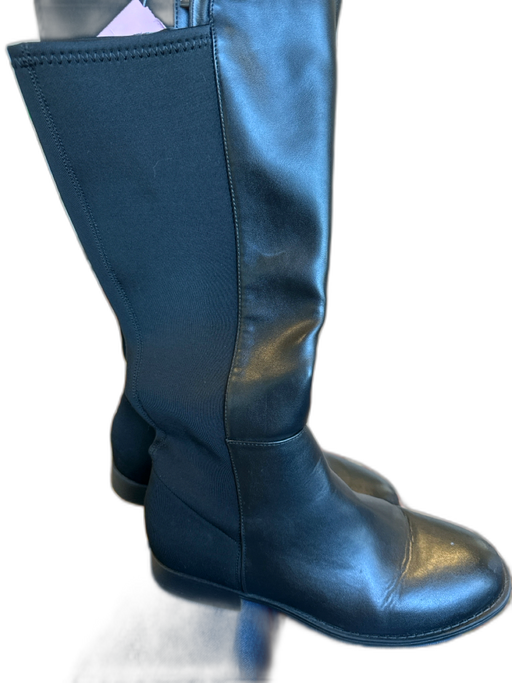 Stuart Weitzman Shoe Size 4 Black Canvas & Leather Side Zip Knee High Boots Black / 4