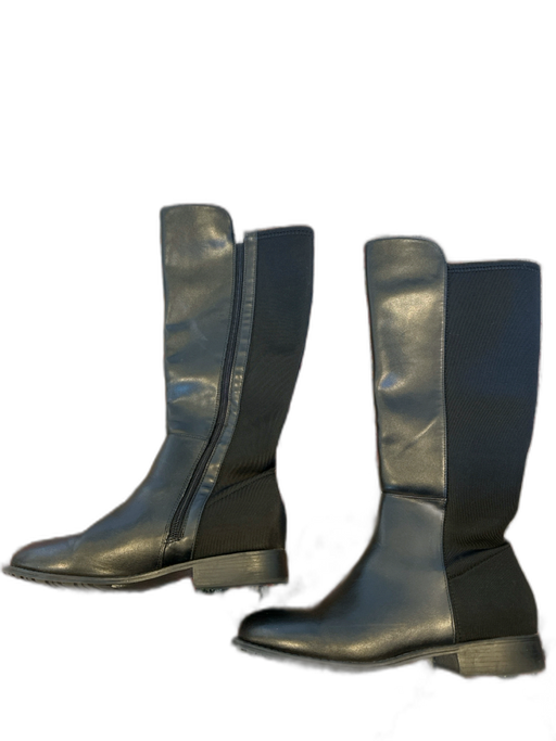 Stuart Weitzman Shoe Size 4 Black Canvas & Leather Side Zip Knee High Boots Black / 4