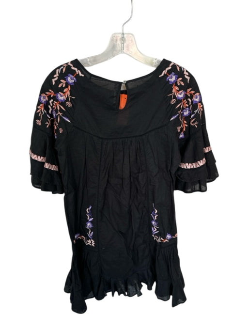 Free People Size XS Black & Orange Cotton 3/4 Bell Sleeve Dress Black & Orange / XS