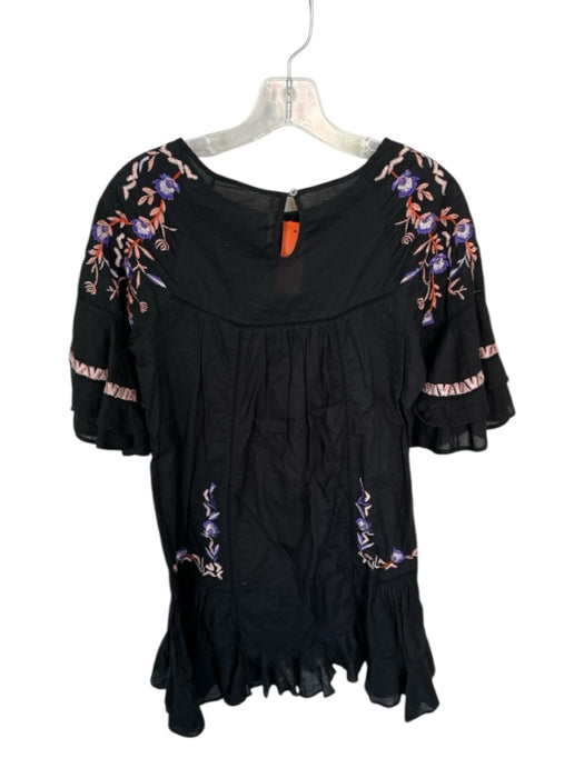 Free People Size XS Black & Orange Cotton 3/4 Bell Sleeve Dress Black & Orange / XS