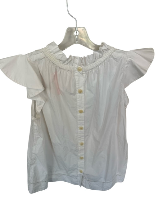 Sea New York Size 0 White Cotton Cap Sleeve Ruffle Collar Back button Top White / 0