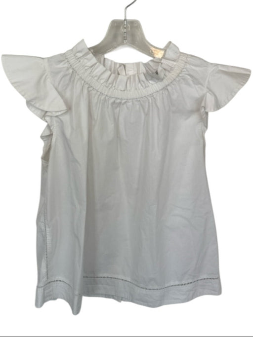 Sea New York Size 0 White Cotton Cap Sleeve Ruffle Collar Back button Top White / 0