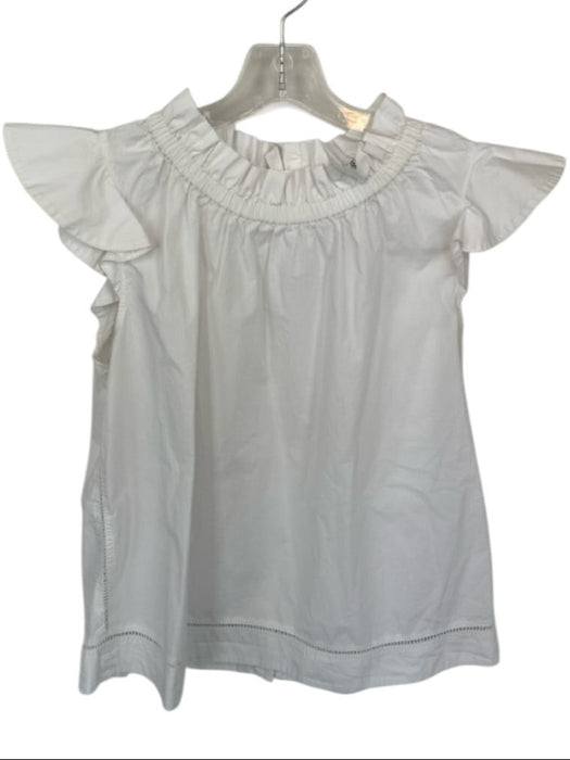 Sea New York Size 0 White Cotton Cap Sleeve Ruffle Collar Back button Top White / 0