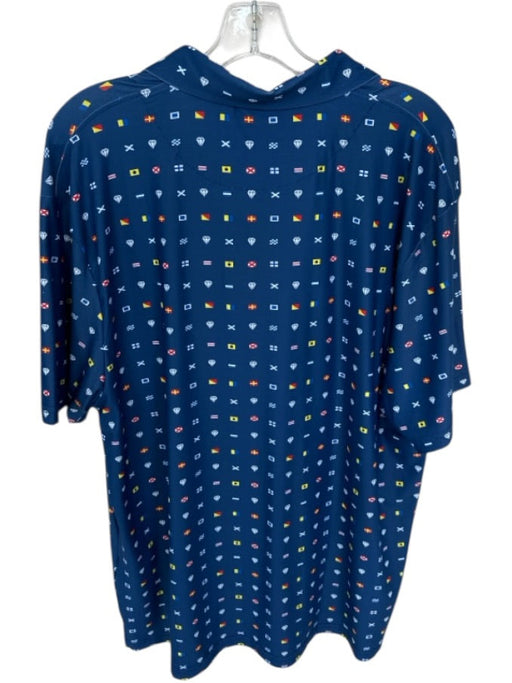 NWT Size XL Blue Polyester Blend Flags Collar Golf Men's Shirt Blue / XL